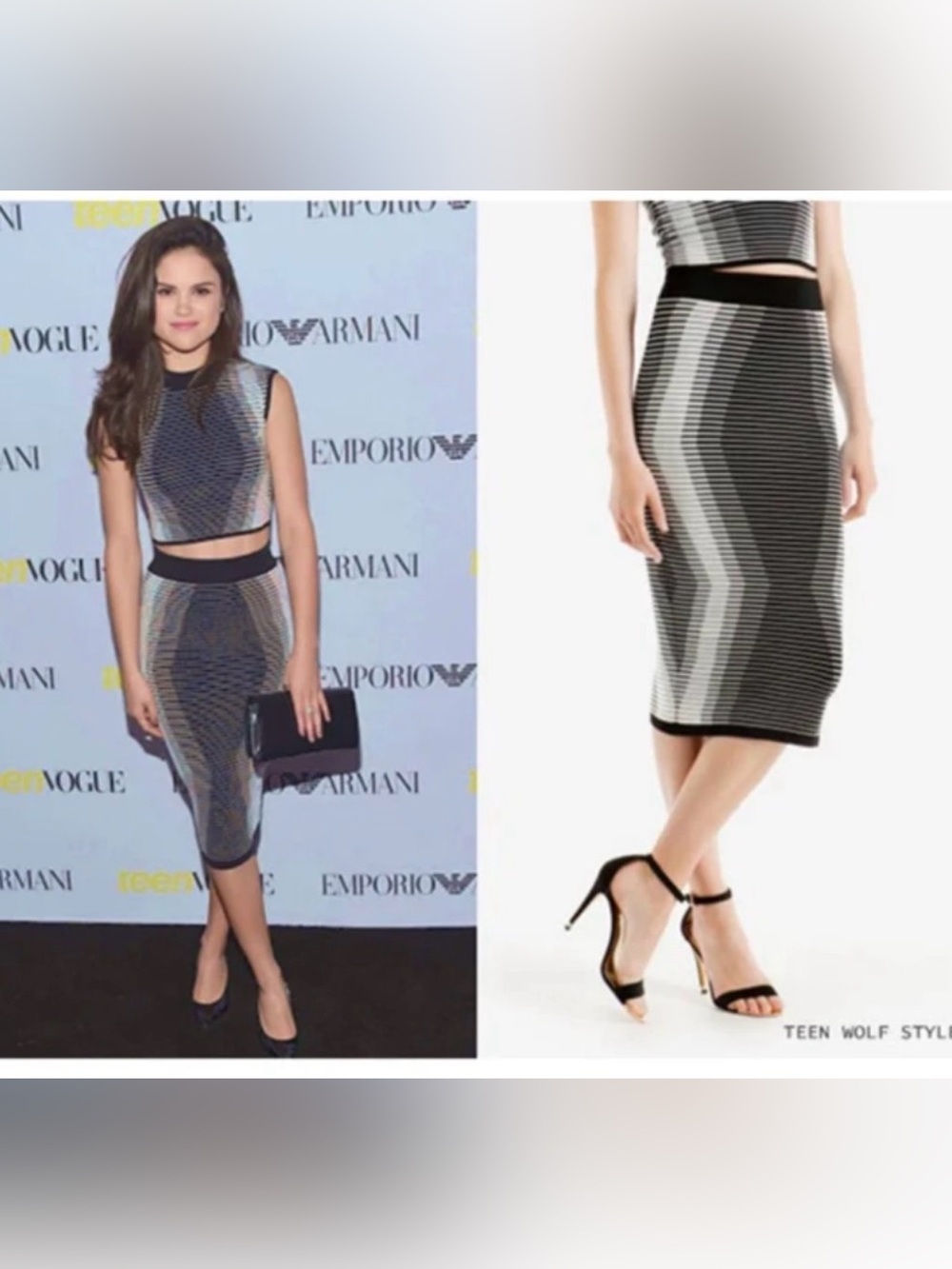 🌹Ted Baker Benequi Black Striped Midi Pencil Skirt size 2 ribbed